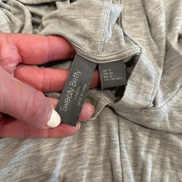 SWEATY BETTY Gray Marl Tori Twist Front Pullover Active Jacket Hooded Top Size 6 - Picture 8 of 12